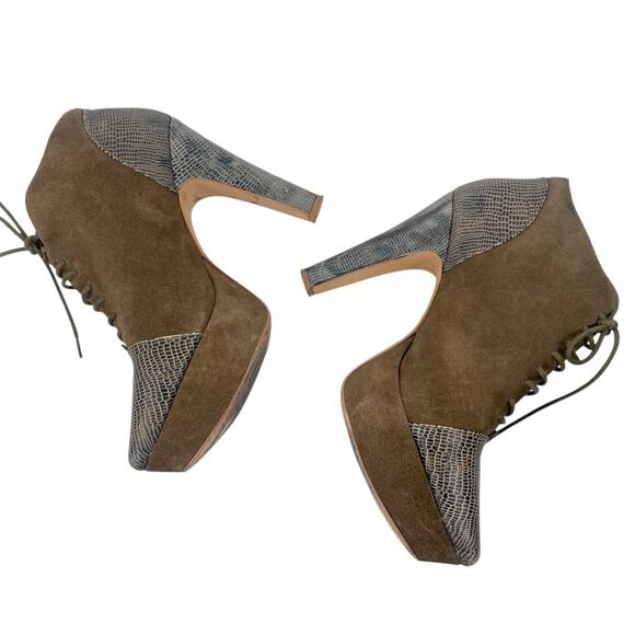 Opening Ceremony Suede Platform Lace Up Boots Green Size 10 - Picture 8 of 13